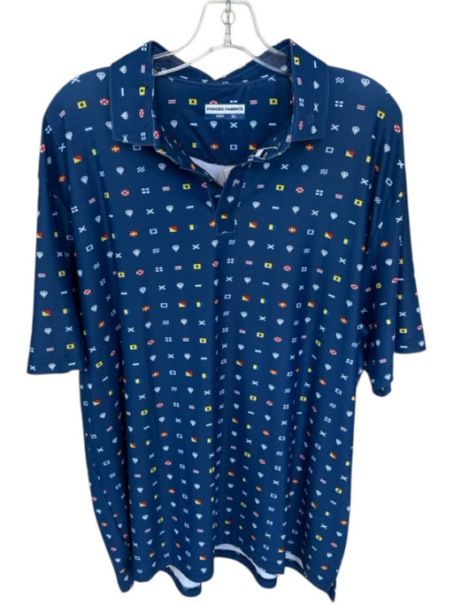 NWT Size XL Blue Polyester Blend Flags Collar Golf Men's Shirt Blue / XL