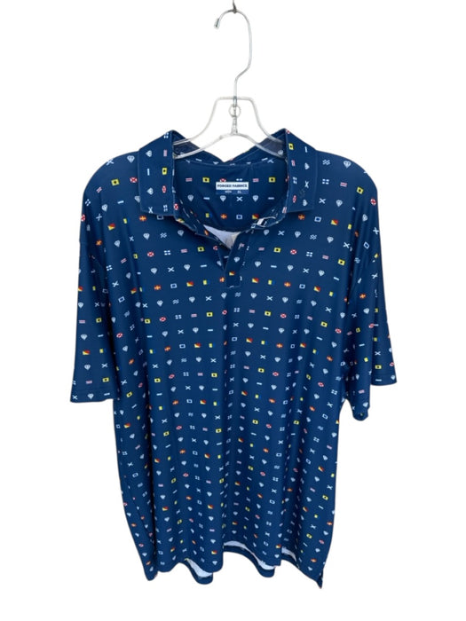 NWT Size XL Blue Polyester Blend Flags Collar Golf Men's Shirt Blue / XL