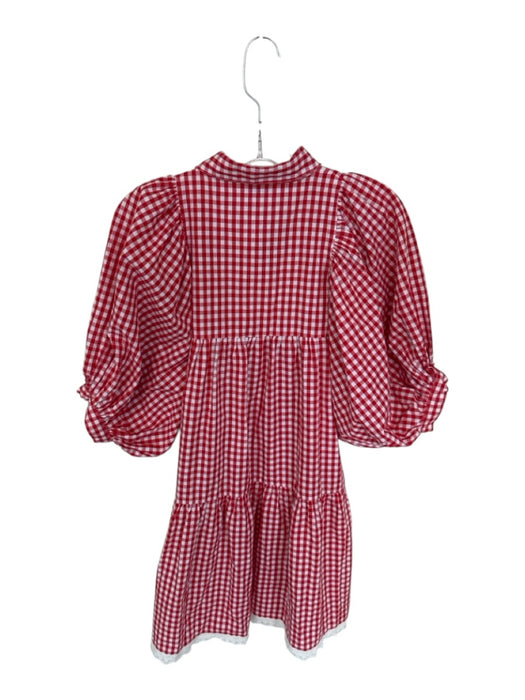 Saule Parc Size XS Red & White Cotton Plaid Collar Lace Detail Dress Red & White / XS