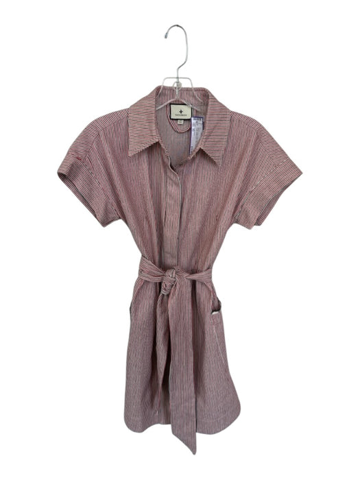 Tuckernuck Size XS Black & Red Cotton Blend Belt Striped Collar Dress Black & Red / XS