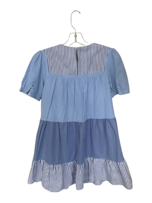Pomander Place Size XS Blue & White Cotton Stripped Detail Short Sleeve Dress Blue & White / XS