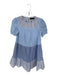 Pomander Place Size XS Blue & White Cotton Stripped Detail Short Sleeve Dress Blue & White / XS
