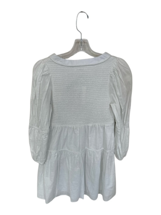 Anna Cate Size XS White Cotton Long Sleeve Quilt Detail Square Neck Dress White / XS