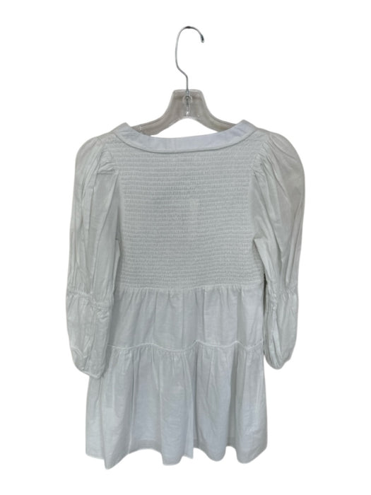 Anna Cate Size XS White Cotton Long Sleeve Quilt Detail Square Neck Dress White / XS