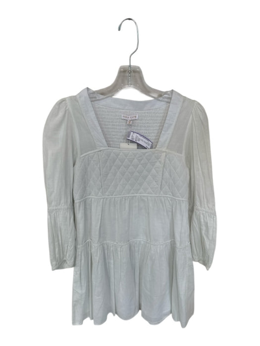 Anna Cate Size XS White Cotton Long Sleeve Quilt Detail Square Neck Dress White / XS