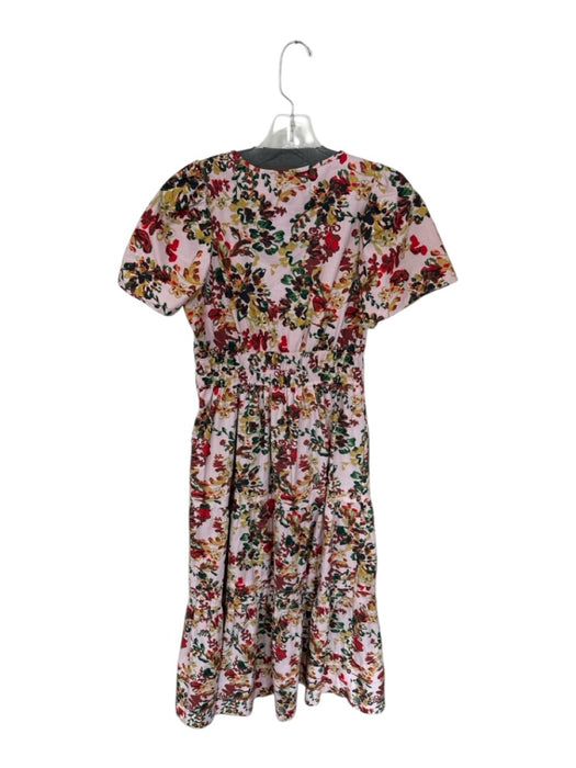 Maeve Size XS Pink & Brown Cotton Maxi Sinched Waist Short Sleeve V Neck Dress Pink & Brown / XS