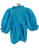 Never a Wallflower Size XS Sky Blue Cotton V Neck Ruffle Collar Pleated Top Sky Blue / XS