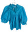 Never a Wallflower Size XS Sky Blue Cotton V Neck Ruffle Collar Pleated Top Sky Blue / XS