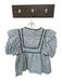 Hyacinth House Size XXS White & Navy Cotton floral pattern Tie Detail Blouse White & Navy / XXS