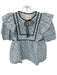 Hyacinth House Size XXS White & Navy Cotton floral pattern Tie Detail Blouse White & Navy / XXS
