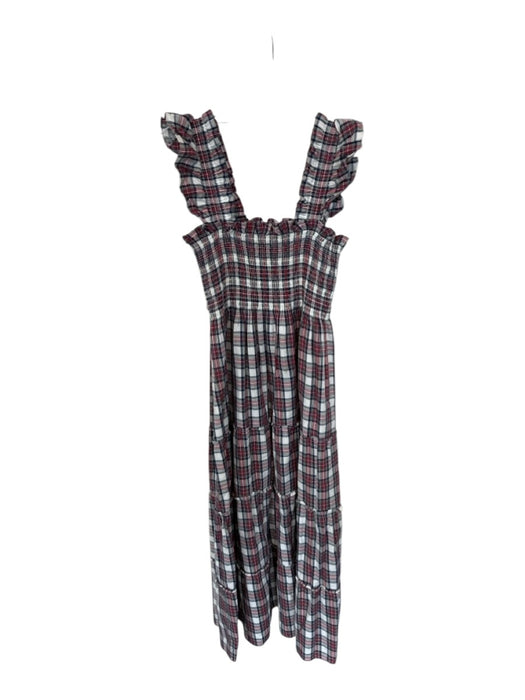 Hill House Size XS Red, Navy & Green Cotton Striped Smocked Detail Maxi Dress Red, Navy & Green / XS