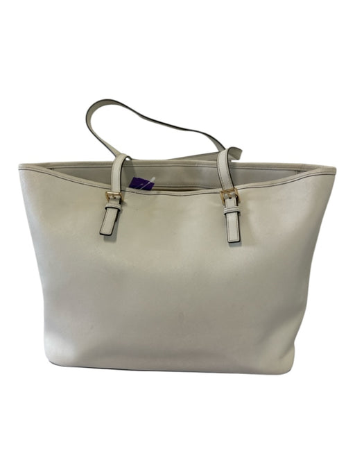 Michael Michael Kors White Leather Saffiano Trim Gold Hardware Tote Bag White / M