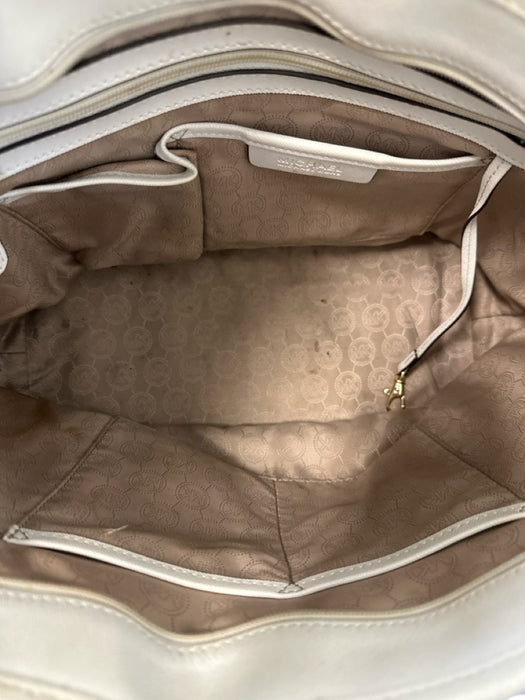 Michael Michael Kors White Leather Saffiano Trim Gold Hardware Tote Bag White / M