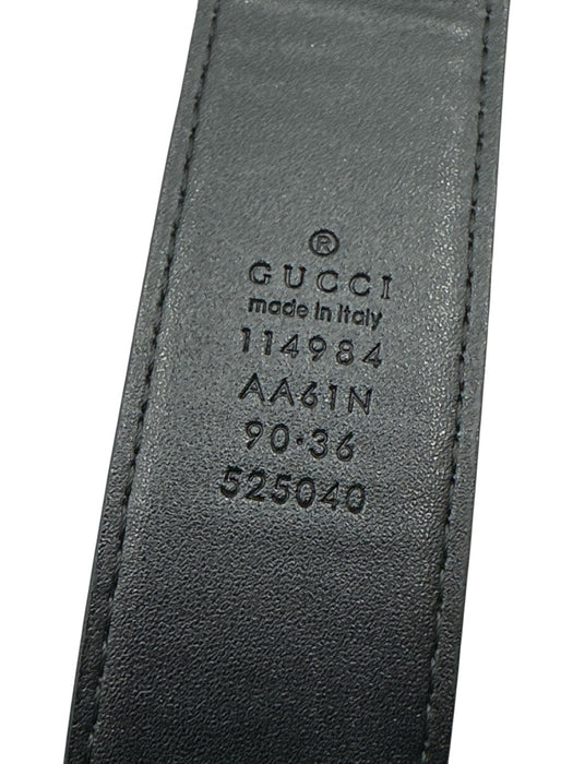 Gucci Black Leather Gold Tone Hardware GG Marmont Logo Buckle Peg Buckle Belts Black / 90/36"