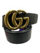 Gucci Black Leather Gold Tone Hardware GG Marmont Logo Buckle Peg Buckle Belts Black / 90/36"