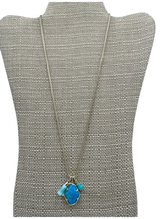 Kendra Scott Gold Tone & Turquoise Metal Geometric Tassel Detail Necklace Gold Tone & Turquoise