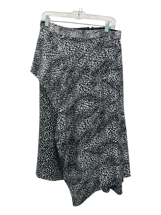 Alice + Olivia Size 4 Black & White Cupro Blend Back Zip Speckled Midi Skirt Black & White / 4