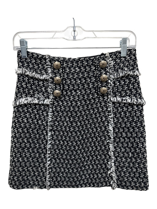 Intermix Size 2 Black & White Polyamide & Cotton Knit Tassels Buttons Skirt Black & White / 2