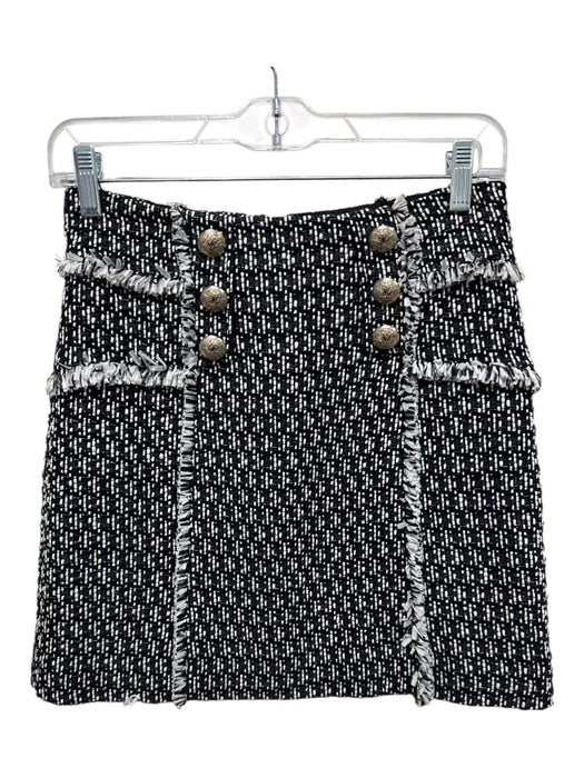 Intermix Size 2 Black & White Polyamide & Cotton Knit Tassels Buttons Skirt Black & White / 2