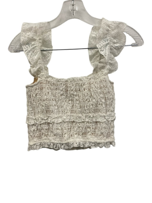Saylor Size XS White & Beige Nylon & Cotton Ruffle Cap Sleeve Lace Skirt Set White & Beige / XS