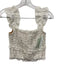 Saylor Size XS White & Beige Nylon & Cotton Ruffle Cap Sleeve Lace Skirt Set White & Beige / XS