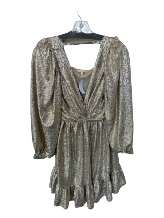 skies are blue Size XS Gold Polyester Blend Long Balloon Sleeve Metallic Dress Gold / XS