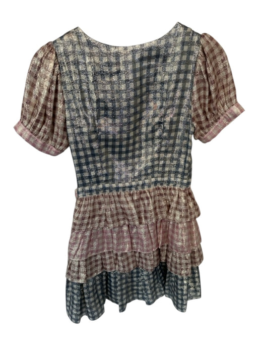 Loveshackfancy Size 2 Mauve & Blue Silk Blend Short Balloon Sleeve Dress Mauve & Blue / 2