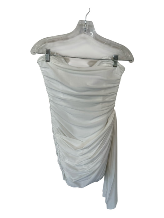 Elliatt Size S White Polyester Blend Strapless Gathered Side Dress White / S