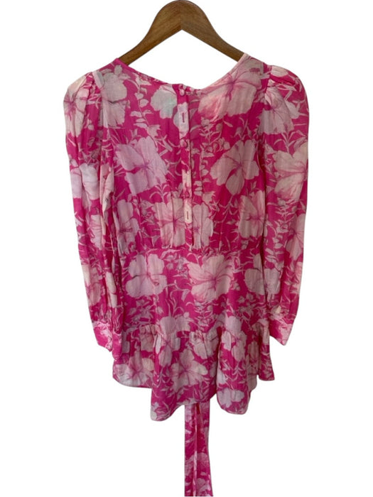 Loveshackfancy Size 2 Pink & White Cotton & Silk Long Sleeve Flowers Dress Pink & White / 2