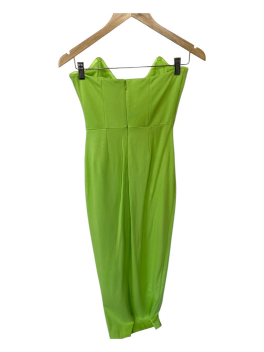 Lovers + Friends Size S Lime Green Rayon Blend Strapless Corset Bodice Slit Gown Lime Green / S