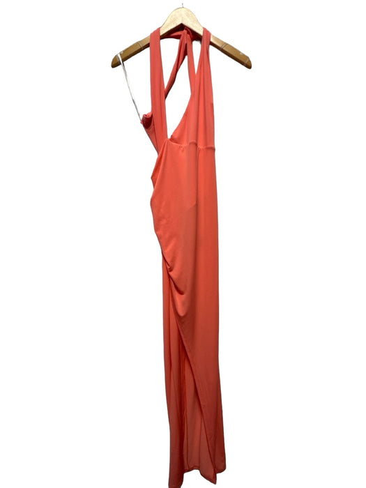 Michael Costello Size S coral Polyester Blend Halter Neck Open Back Slit Gown coral / S