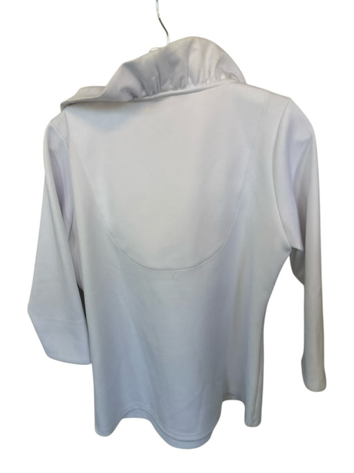 Gretchen Scott Size M White & Pink Polyester Blend Ruffle Collar Long Sleeve Top White & Pink / M