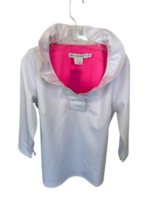 Gretchen Scott Size M White & Pink Polyester Blend Ruffle Collar Long Sleeve Top White & Pink / M