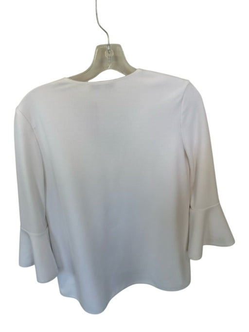 Tibi Size XS Ivory Polyester Blend Long Bell Sleeve V Neck Top Ivory / XS