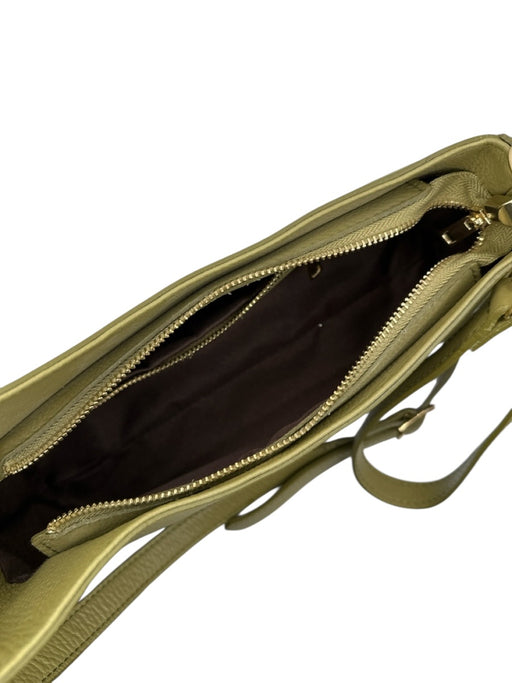 Anna Paola Green Leather Zip Close Crossbody Strap Bag Green / S