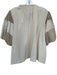 THML Size L Beige & Multi Cotton Blend Puff Sleeves Ruffle Collar Dotted Blouse Beige & Multi / L