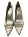 Stuart Weitzman Shoe Size 8 Cream Satin Mesh Stripe Rhinestone Pointed Toe Shoes Cream / 8