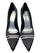 Stuart Weitzman Shoe Size 8 Black Satin Mesh Stripe Rhinestone Pointed Toe Shoes Black / 8