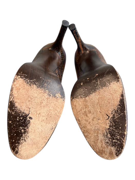 Stuart Weitzman Shoe Size 7.5 Brown Print Leather Snake Embossed Round Toe Pumps Brown Print / 7.5