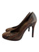 Stuart Weitzman Shoe Size 7.5 Brown Print Leather Snake Embossed Round Toe Pumps Brown Print / 7.5