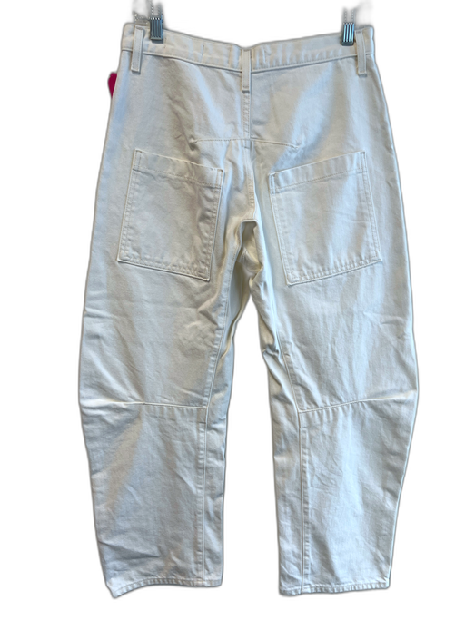 Nili Lotan Size 25 White Cotton Denim High Rise Zip Fly Barrel Jeans White / 25