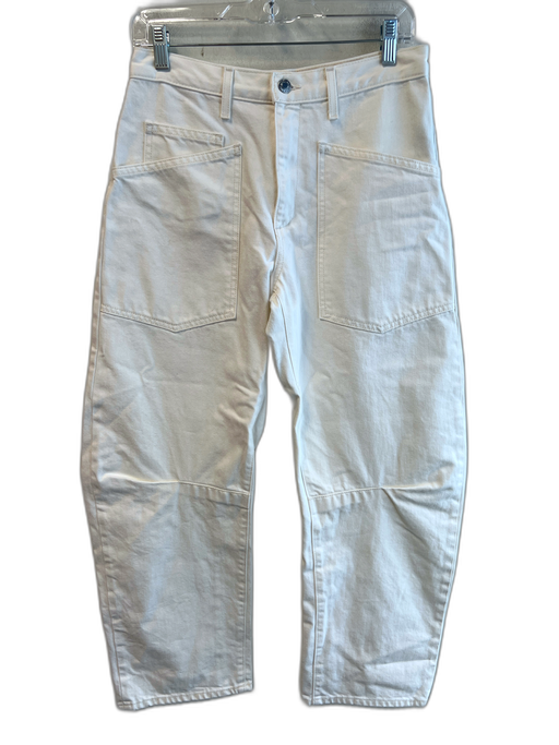 Nili Lotan Size 25 White Cotton Denim High Rise Zip Fly Barrel Jeans White / 25