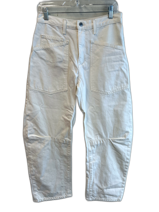 Nili Lotan Size 25 White Cotton Denim High Rise Zip Fly Barrel Jeans White / 25