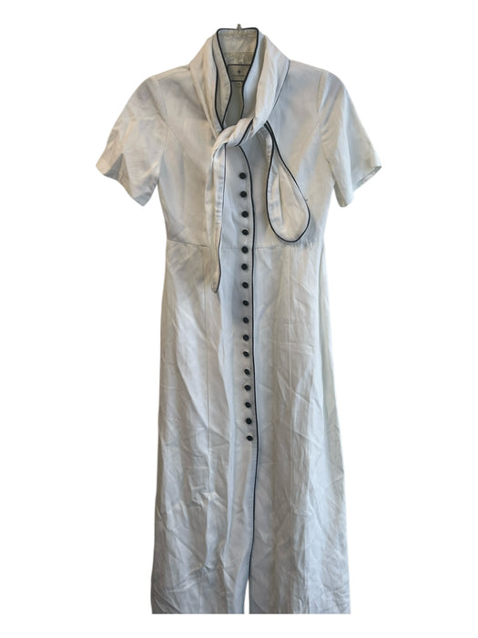 Tuckernuck Size XS White & Black Linen & Polyester Lined Piping Midi Sweater White & Black / XS