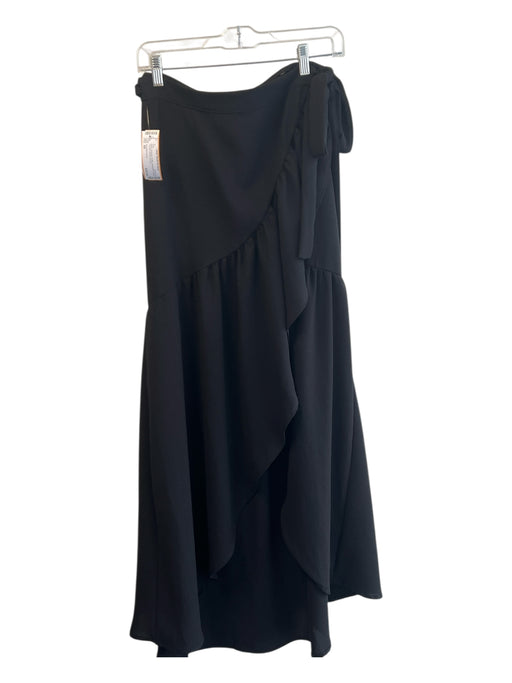 Know.One.Cares Size XS Black Polyester Ruffle Assymetric Wrap Tie Maxi Skirt Black / XS