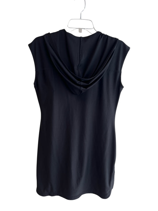 Athleta Size S Black Polyester Short Sleeve solid color Hood V Neck Dress Black / S