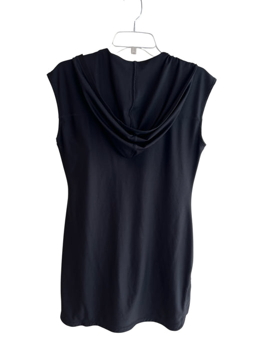 Athleta Size S Black Polyester Short Sleeve solid color Hood V Neck Dress Black / S