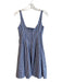 Cynthia Rowley Size 2 Blue Cotton Square Neck Striped Back Zip Pockets Dress Blue / 2