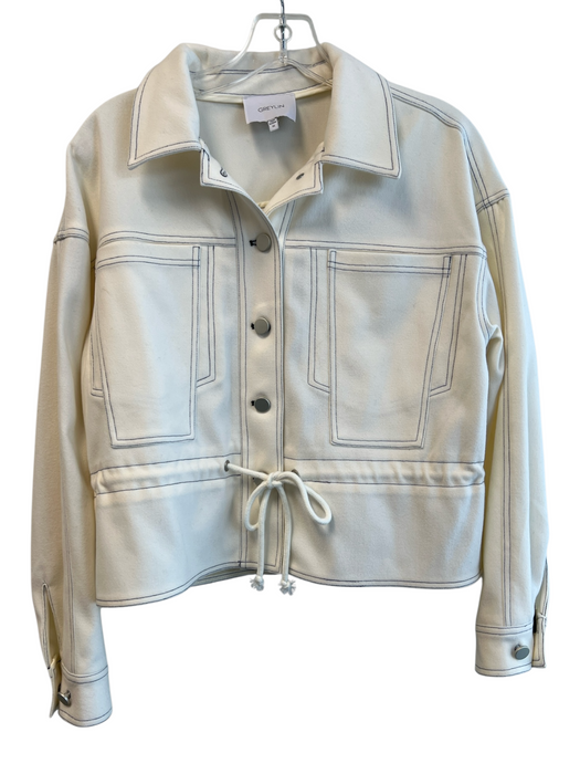 Greylin Size XS Cream Polyester Blend Button Up Tie Waist Collar Jacket Cream / XS