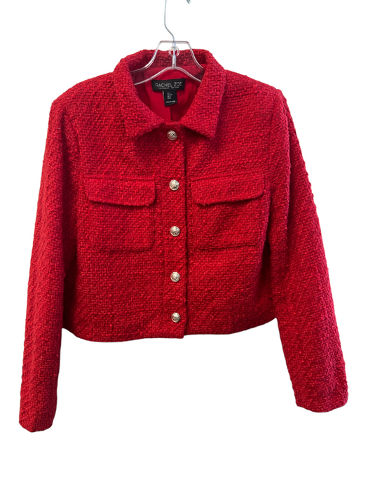 Rachel Zoe Size S Red Polyester Blend Tweed Blazer silver hardware Jacket Red / S